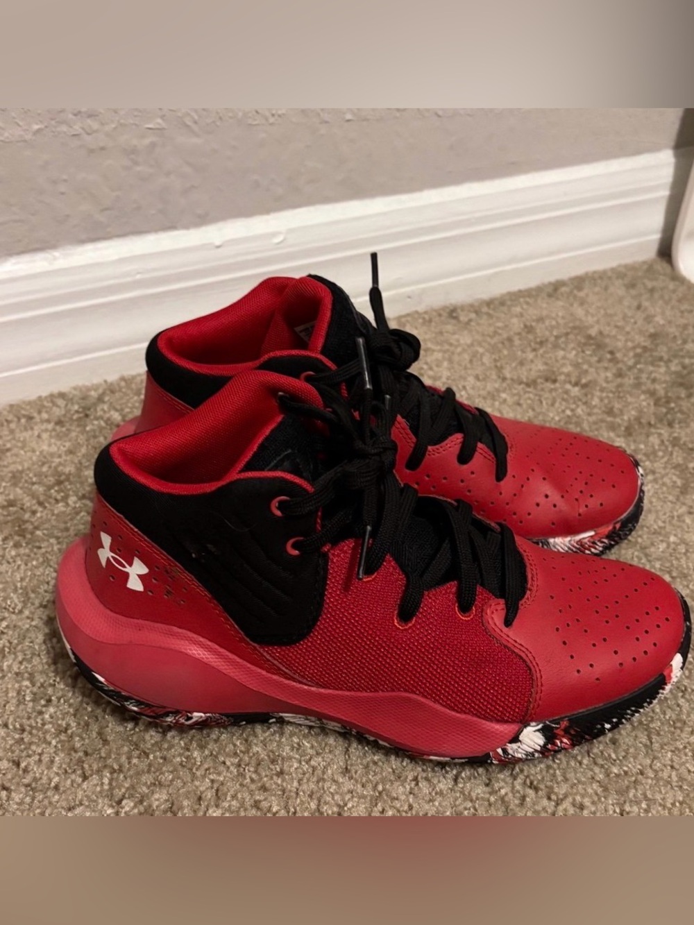 Under Armour Kids Red and Black Sneakers